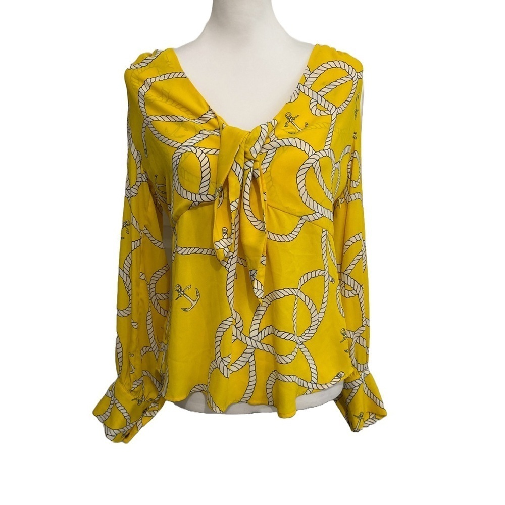 Cabi #5707 Reef Knot Blouse. Yellow Size small - Picture 2 of 9